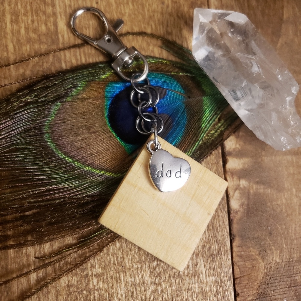 Wood DAD keychain Fathers Day Gift idea Christmas Birthday New Dad Gift